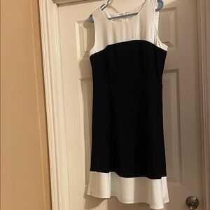 Ivanka Trump Navy and White Mini Dress sleeveless with tie in the back